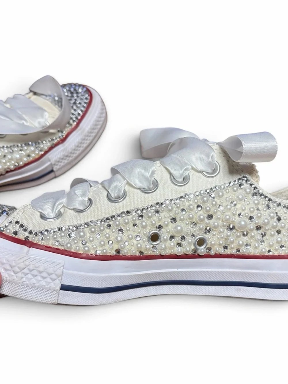 Converse All Star custom pearl bling sneakers 7